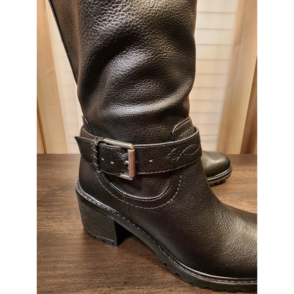 Zodiac Modern Western Moto Knee Height Tall Boots SZ 7 M REGULAR Calf BLACK - Picture 10 of 15